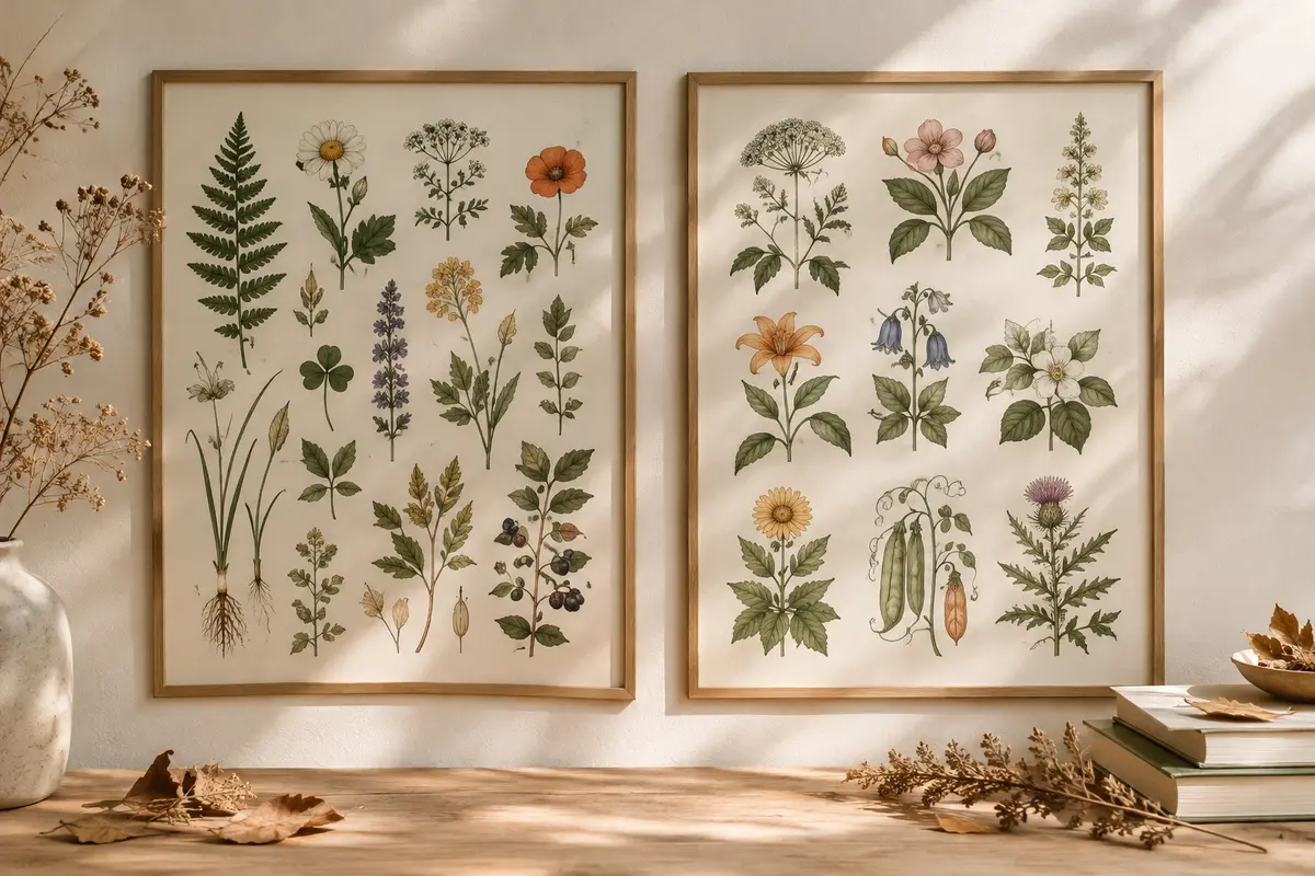 Affiches pédagogiques illustrant l’identification des plantes et les familles végétales