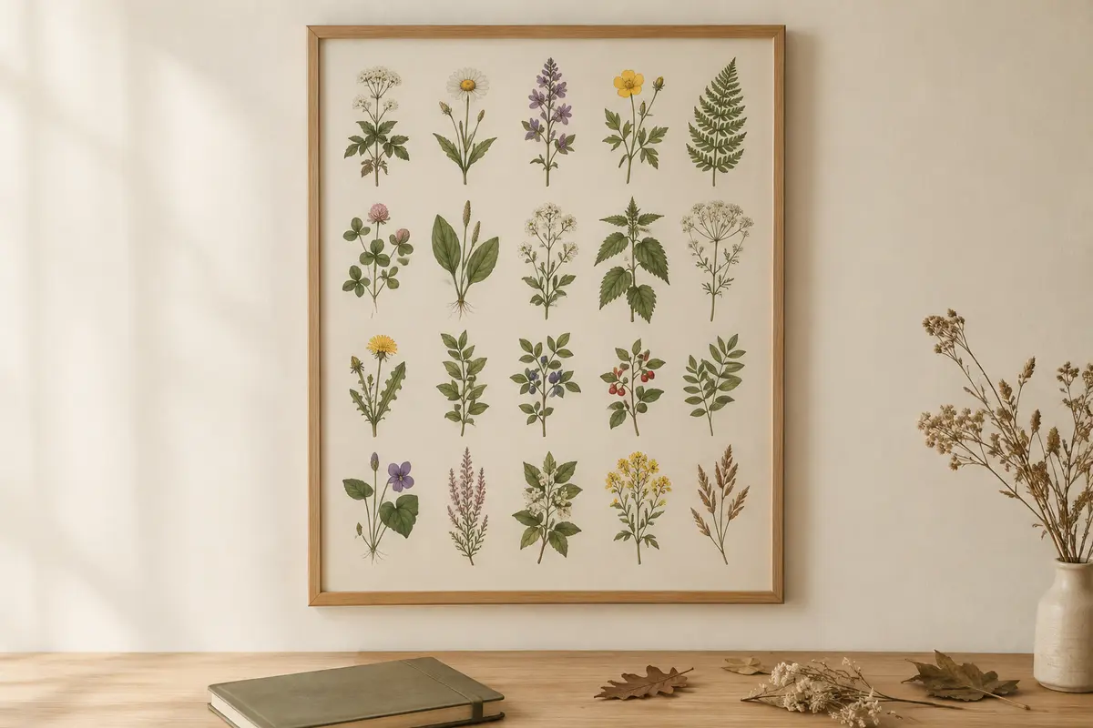Affiche pédagogique regroupant des illustrations pour identifier différentes plantes